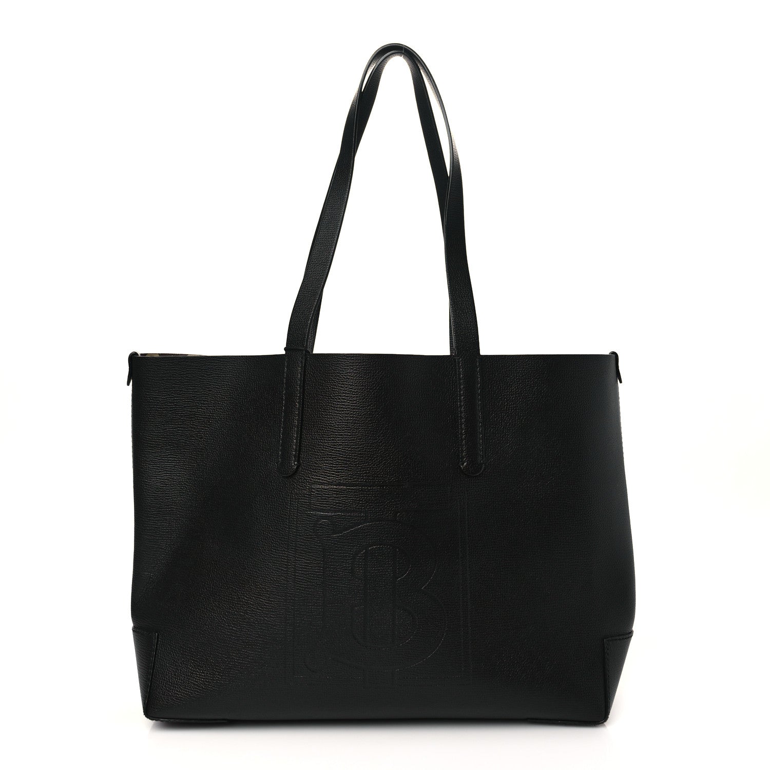 Burberry Calfskin TB Motif Embossed Medium Tote Black 1 of 10