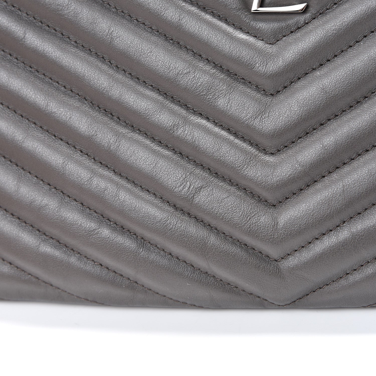 Saint Laurent Calfskin Matelasse Chevron Monogram A5 Wristlet Earth 9 of 10