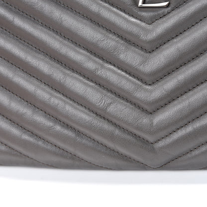 Saint Laurent Calfskin Matelasse Chevron Monogram A5 Wristlet Earth 9 of 10