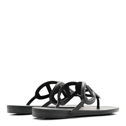 Hermes Rubber Womens Egerie Sandals 36 Black 4 of 8
