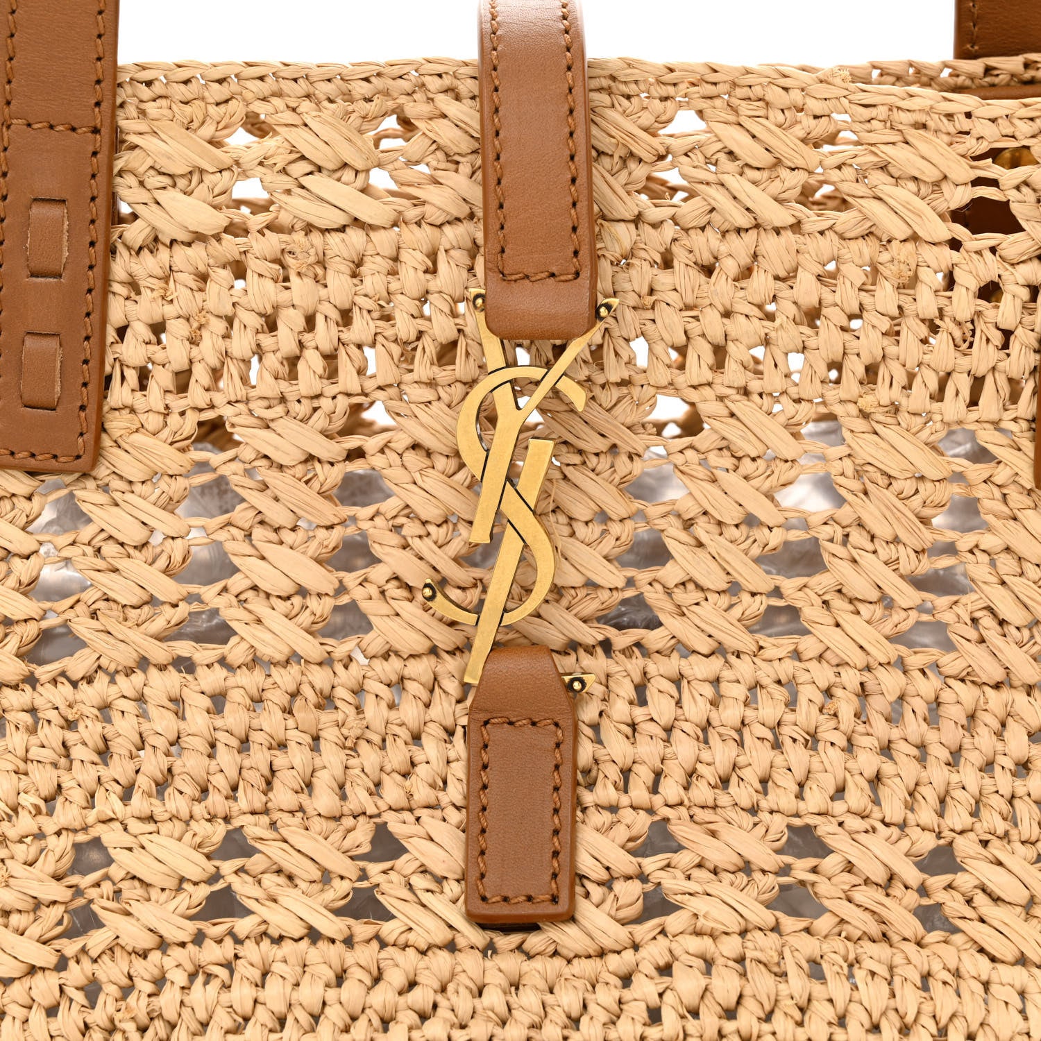 Saint Laurent Raffia Calfskin Small Panier Tote Naturel 8 of 10