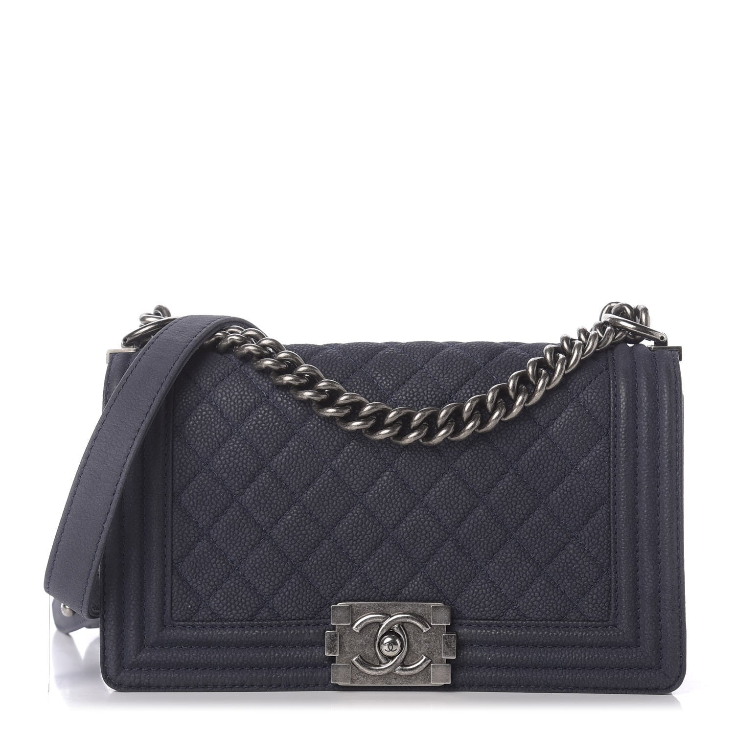 Chanel Iridescent Caviar Quilted Medium Boy Flap Dark Blue 1 of 12