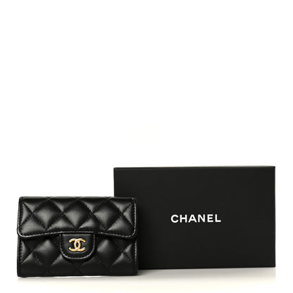 Chanel Lambskin Quilted Flap Card Holder Wallet Black 10 of 10