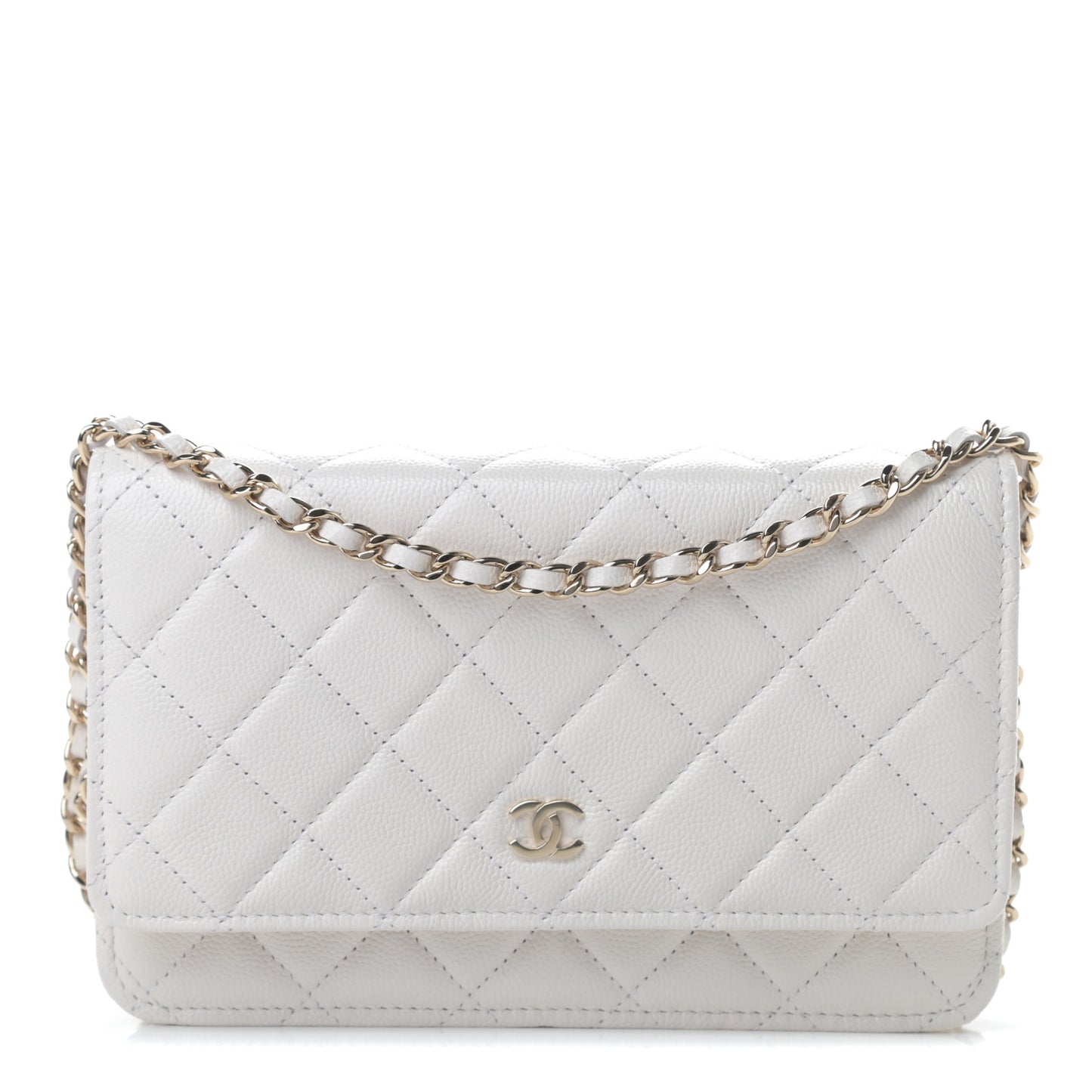 Caviar Quilted Wallet On Chain WOC White