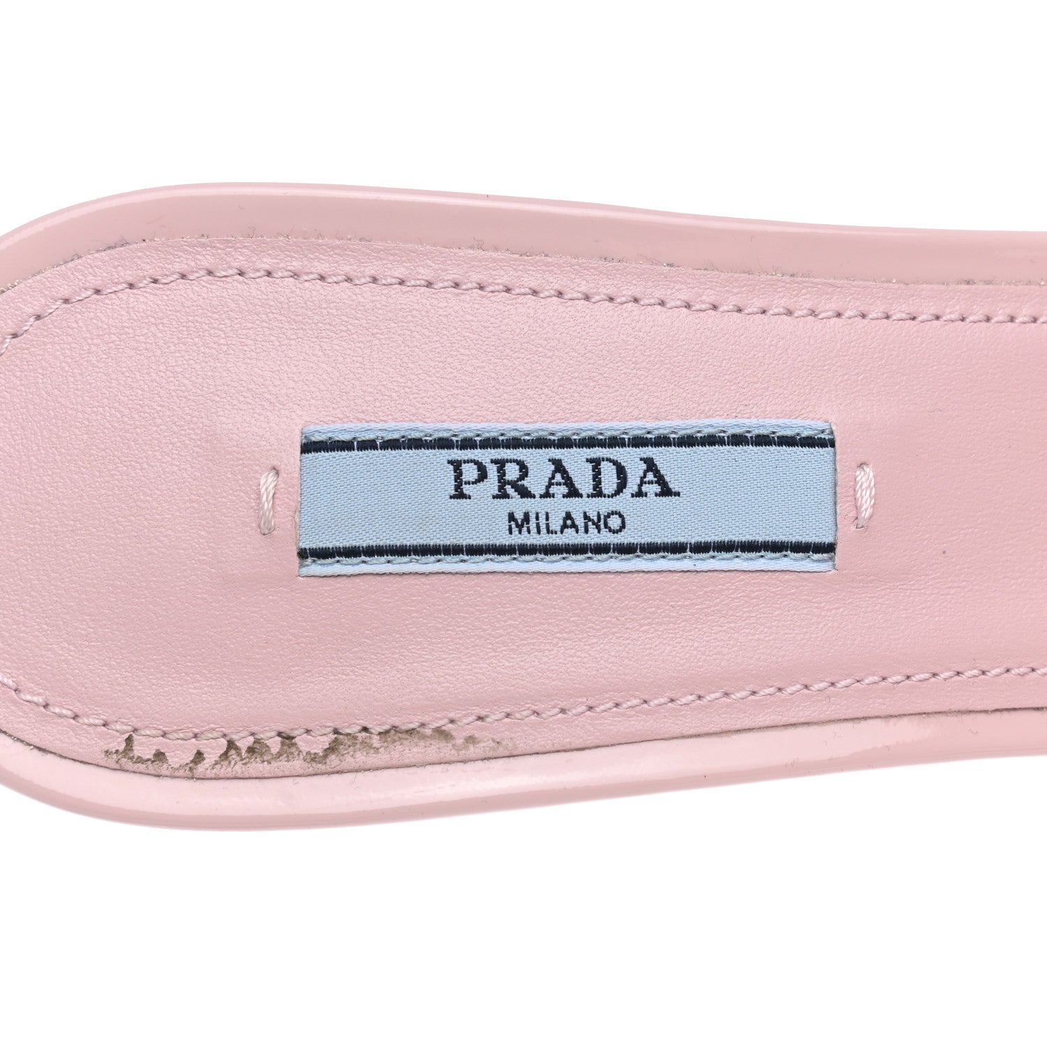Prada Plexiglass Vernice Metal Triangle Logo 65mm Slide Sandals 39 Alabastro 7 of 8