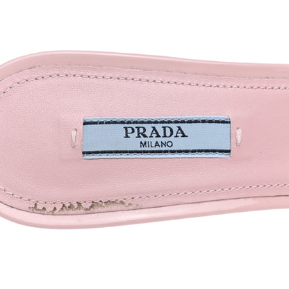 Prada Plexiglass Vernice Metal Triangle Logo 65mm Slide Sandals 39 Alabastro 7 of 8