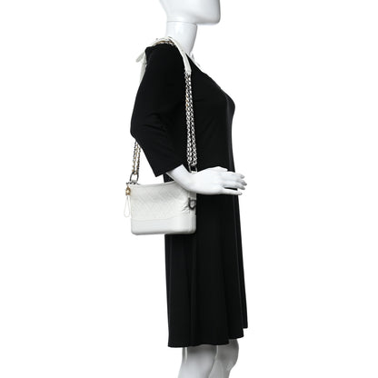 Chanel Aged Calfskin Quilted Small Gabrielle Hobo White 2 of 15