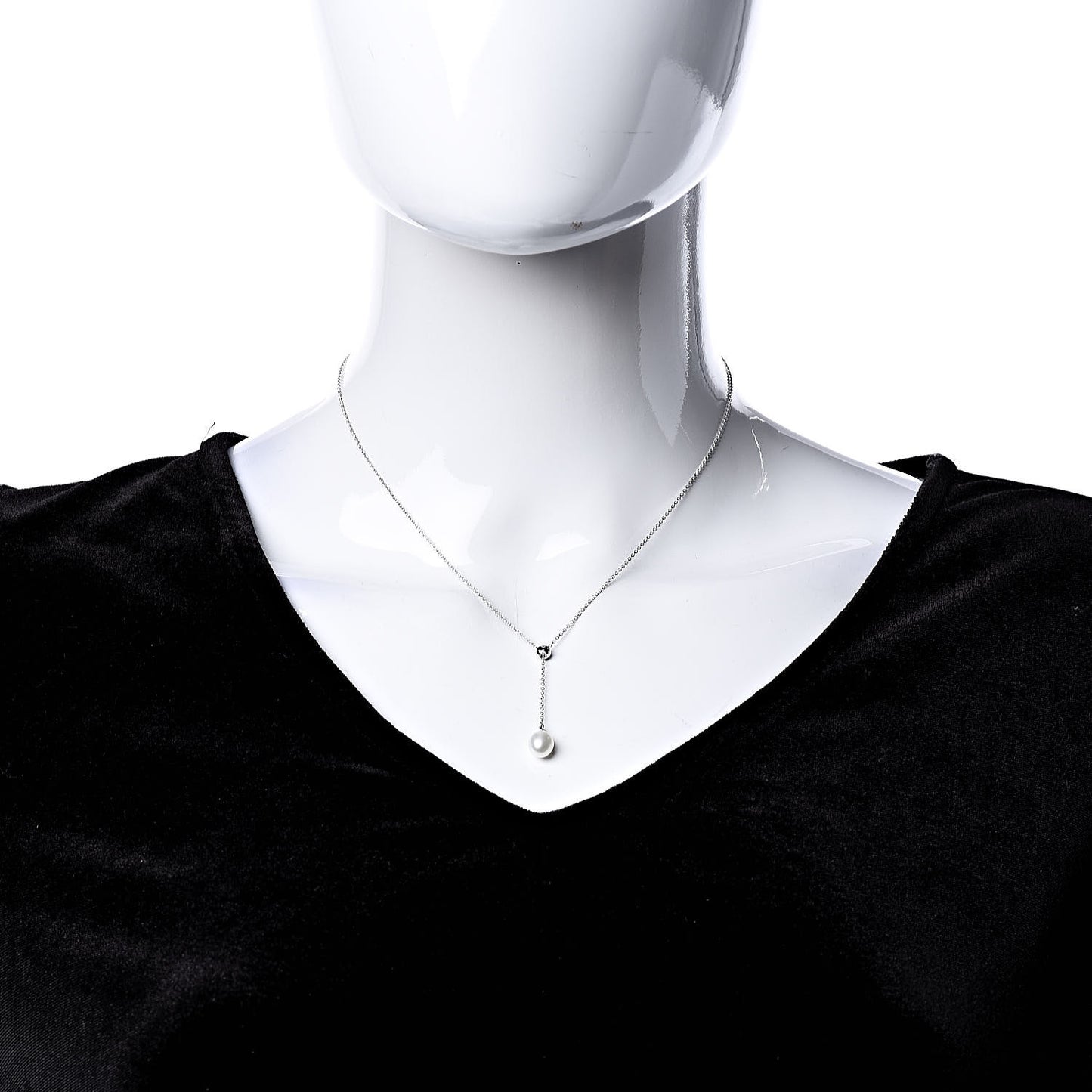 18K White Gold Pearl Drop Pendant Necklace