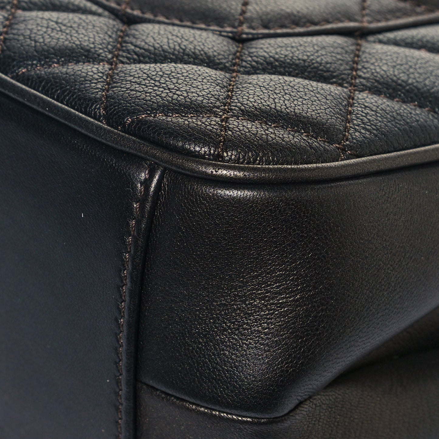 Metallic Goatskin Quilted Medium Rock In Rome Flap Charcoal