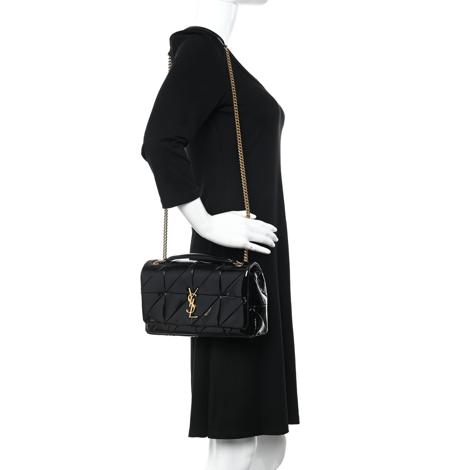 Saint Laurent Patent Patchwork Monogram Medium Jamie Black 2 of 12
