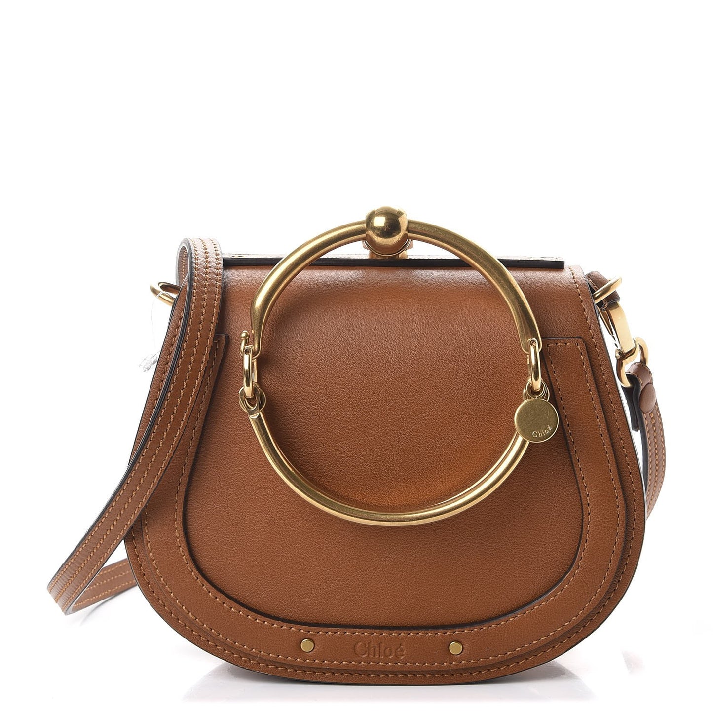 Calfskin Suede Small Nile Bracelet Bag Caramel