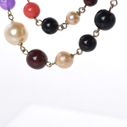 Chanel Pearl Beaded CC Long Necklace Gold Multicolor 8 of 9