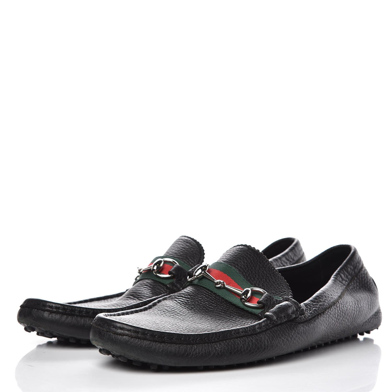 Gucci Calfskin Mens Horsebit Web Driver Loafers 10 Black 3 of 10
