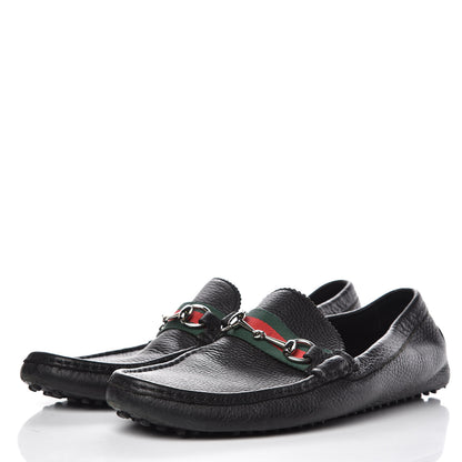 Gucci Calfskin Mens Horsebit Web Driver Loafers 10 Black 3 of 10