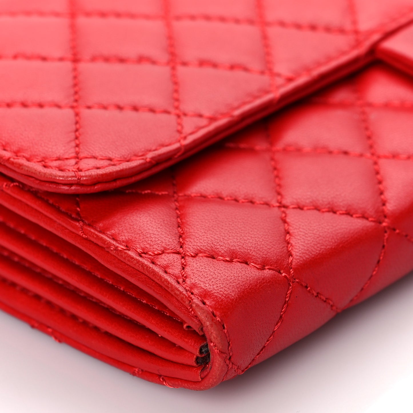 Lambskin Quilted Chain Clutch Flap Red