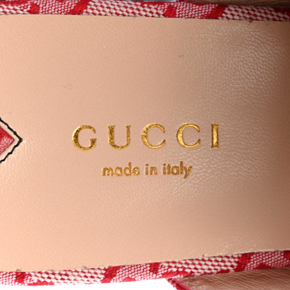 Gucci Canvas GG Monogram Horsebit Womens Princetown Slippers 40 Gardenia Hibiscus Red 7 of 8