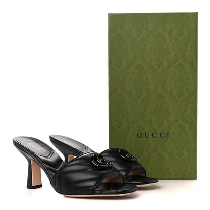 Gucci Nappa Matelasse Monochrome GG Marmont 75mm Slide Sandals 38.5 Black 9 of 9