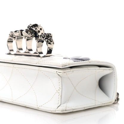 Alexander McQueen Lambskin Quilted Graffiti Skull Knuckle Crossbody White Black 10 of 11