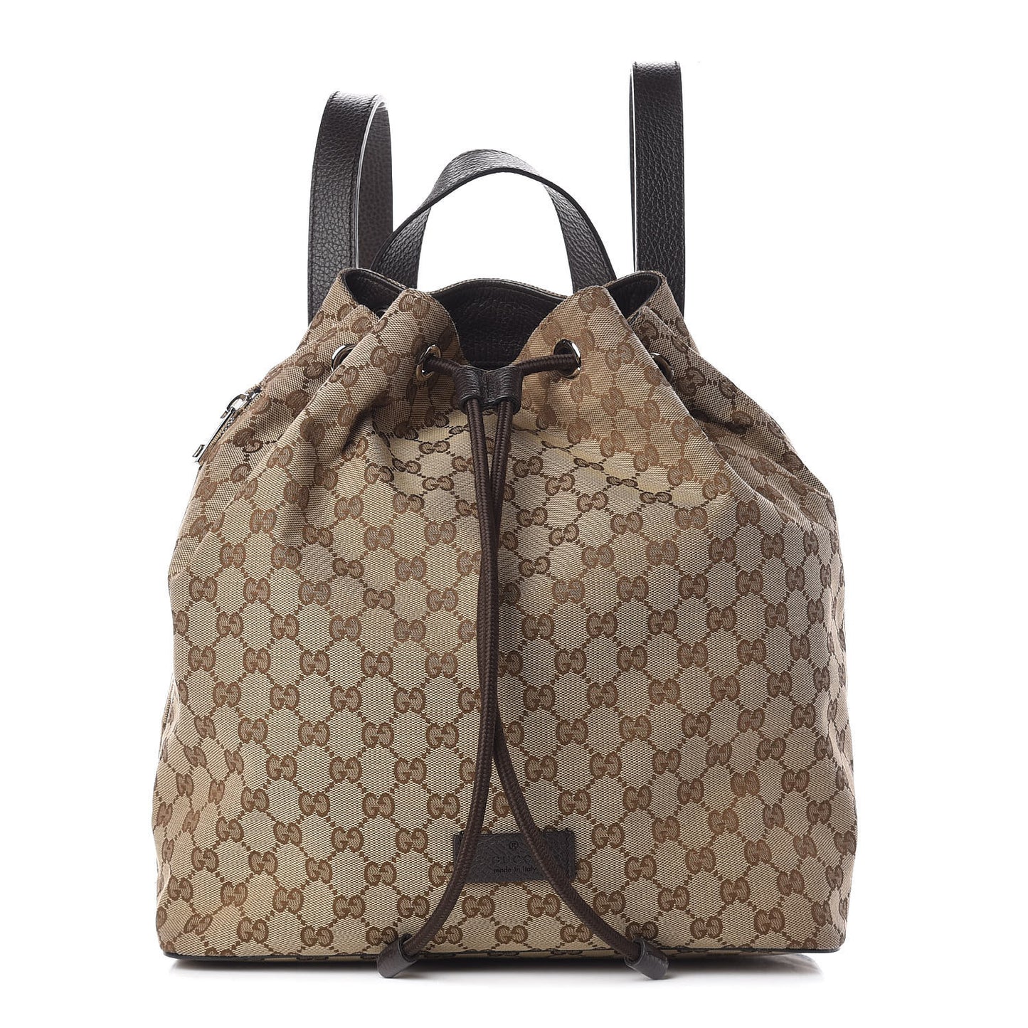 Monogram Dollar Calfskin O Drawstring Backpack Beige Ebony Testa di Moro Dark Chocolate