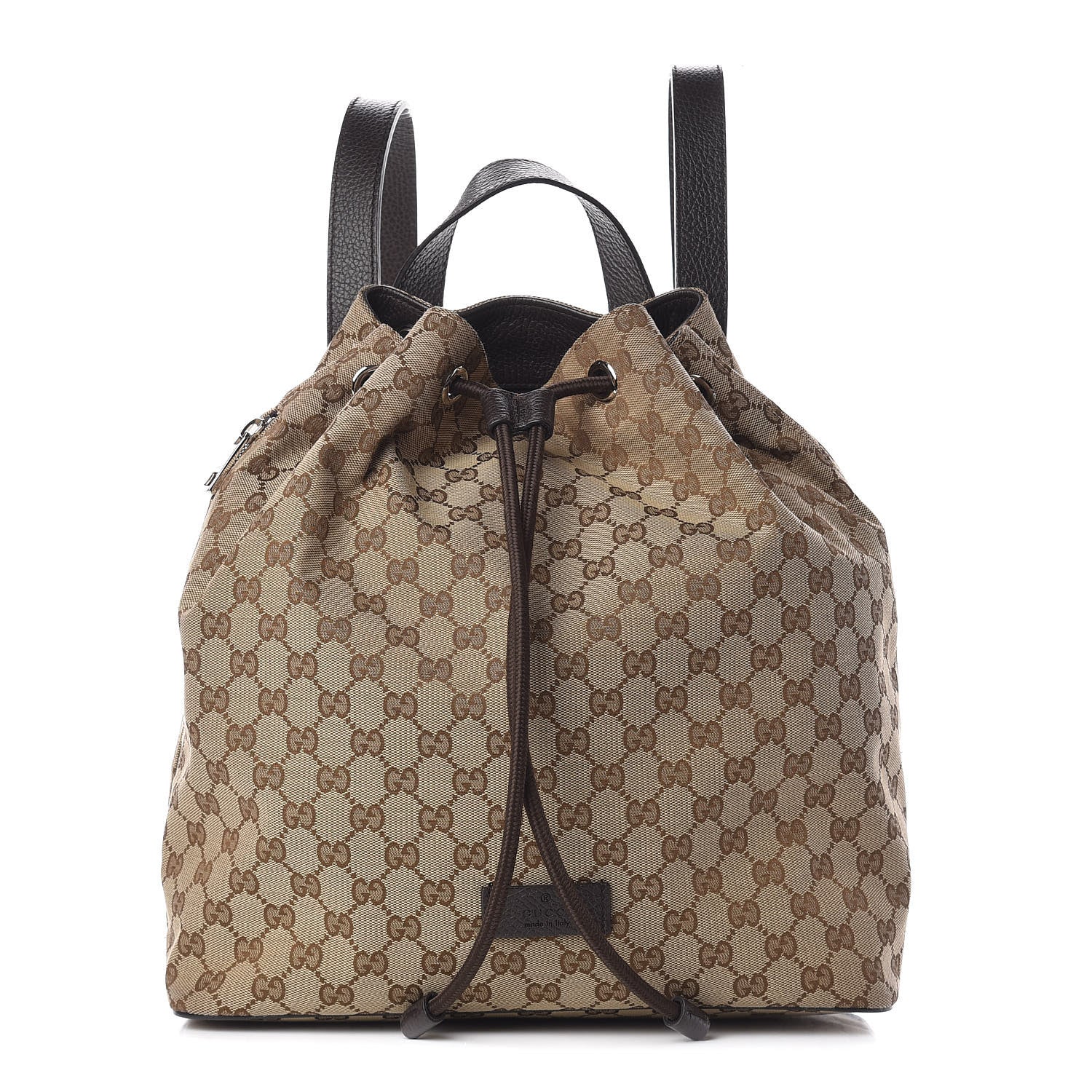 Gucci Monogram Dollar Calfskin O Drawstring Backpack Beige Ebony Testa di Moro Dark Chocolate 1 of 12