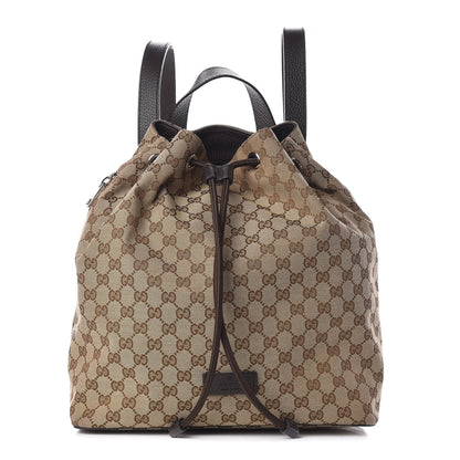 Gucci Monogram Dollar Calfskin O Drawstring Backpack Beige Ebony Testa di Moro Dark Chocolate 1 of 12