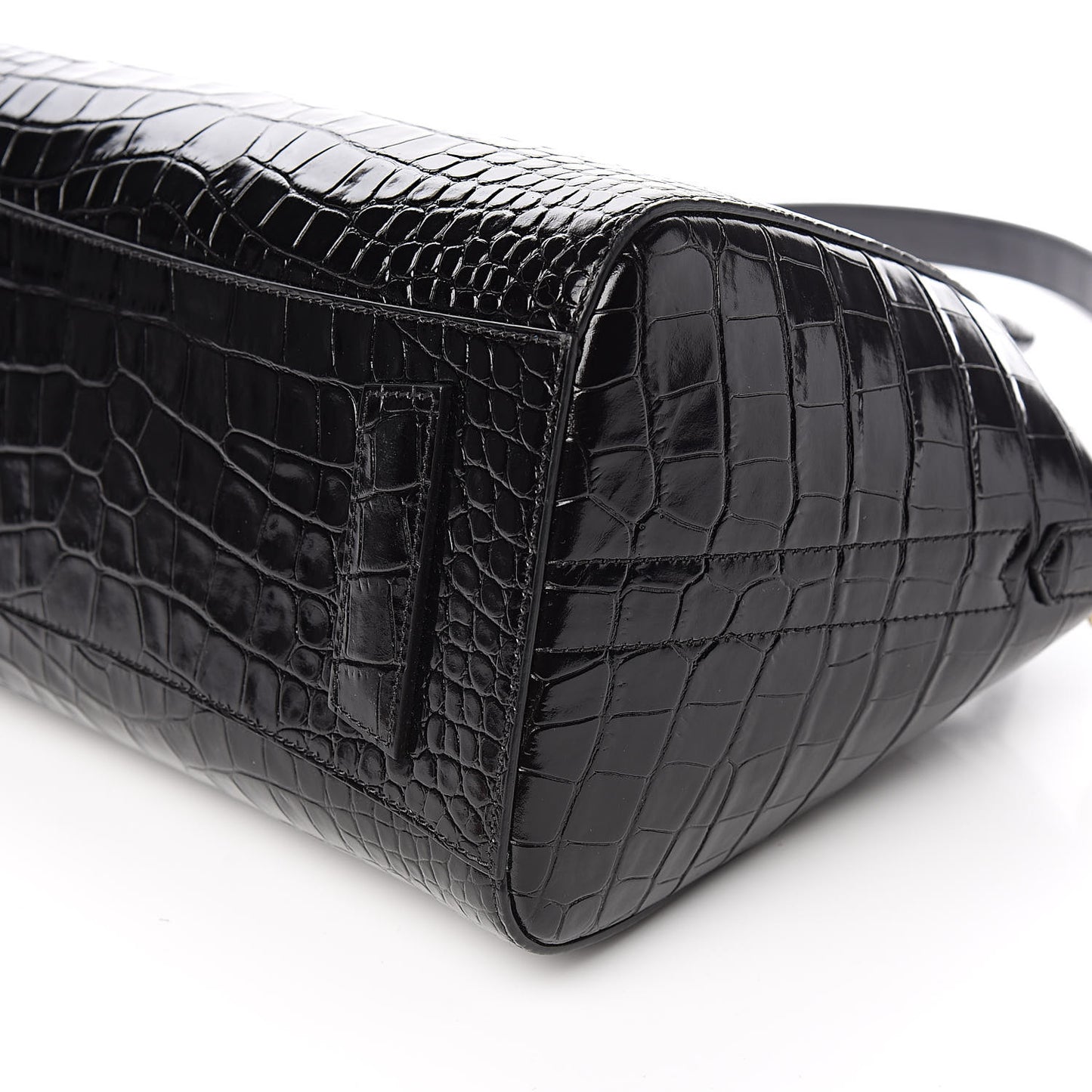 Calfskin Crocodile Embossed Small Antigona Black