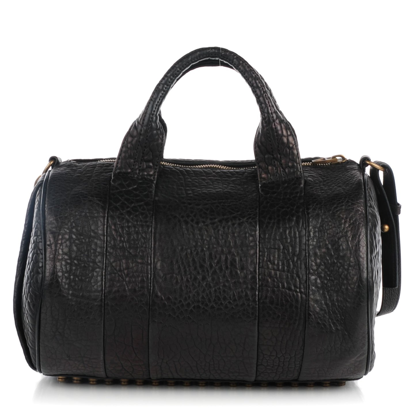 Pebbled Lambskin Rocco Black Antique Brass Hardware