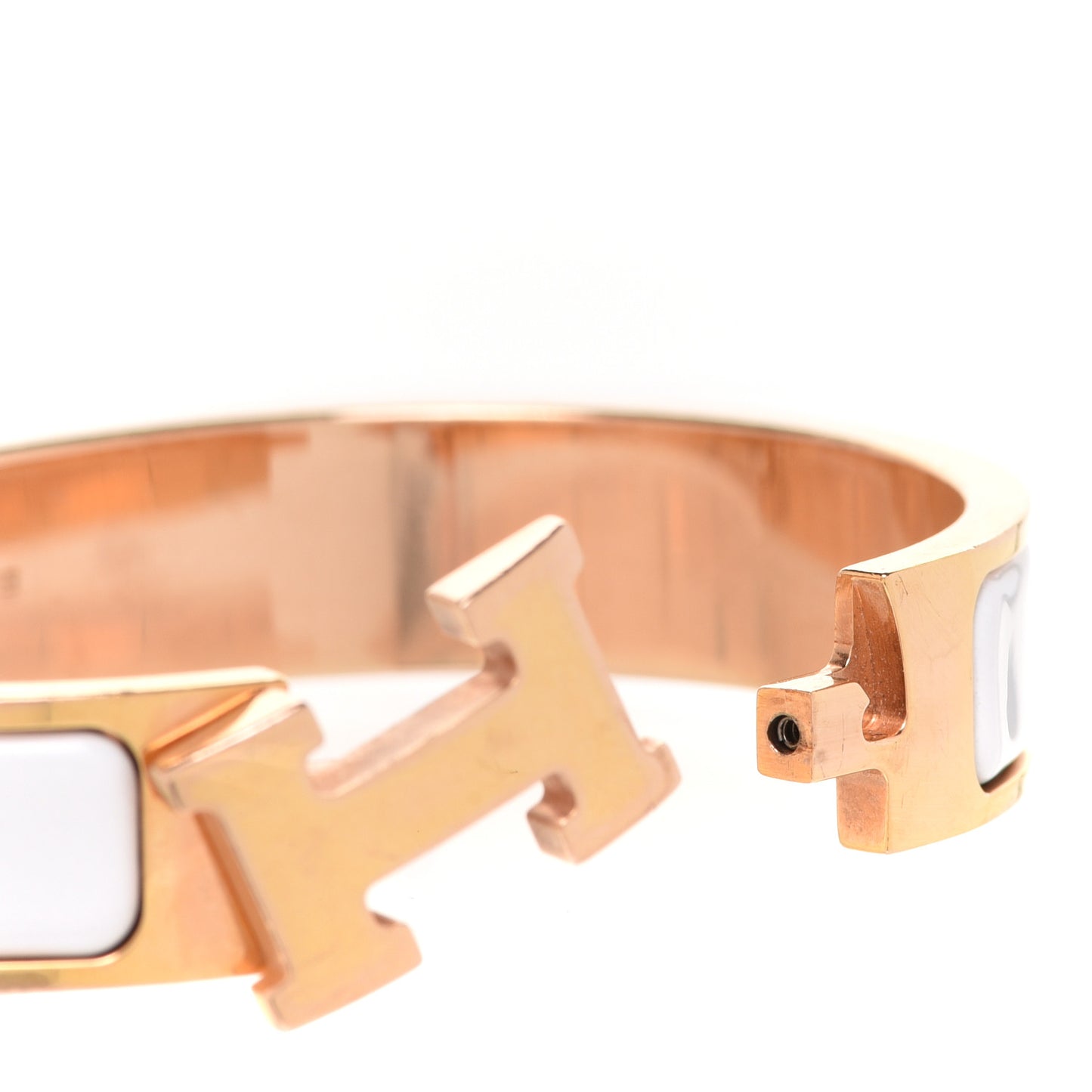 Enamel Narrow Clic Clac H Bracelet PM White