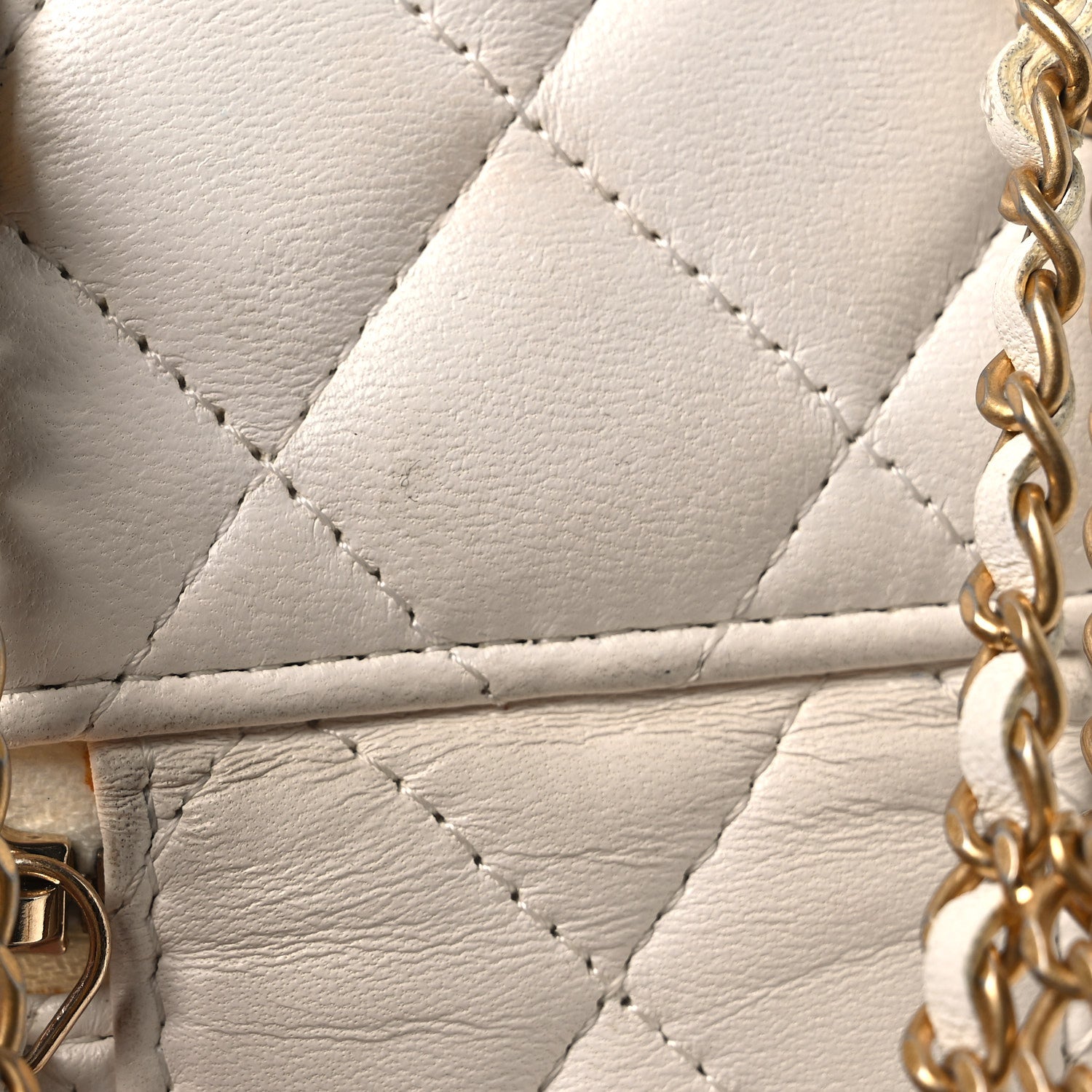 Chanel Lambskin Quilted Mini Vanity Case With Chain White 11 of 12