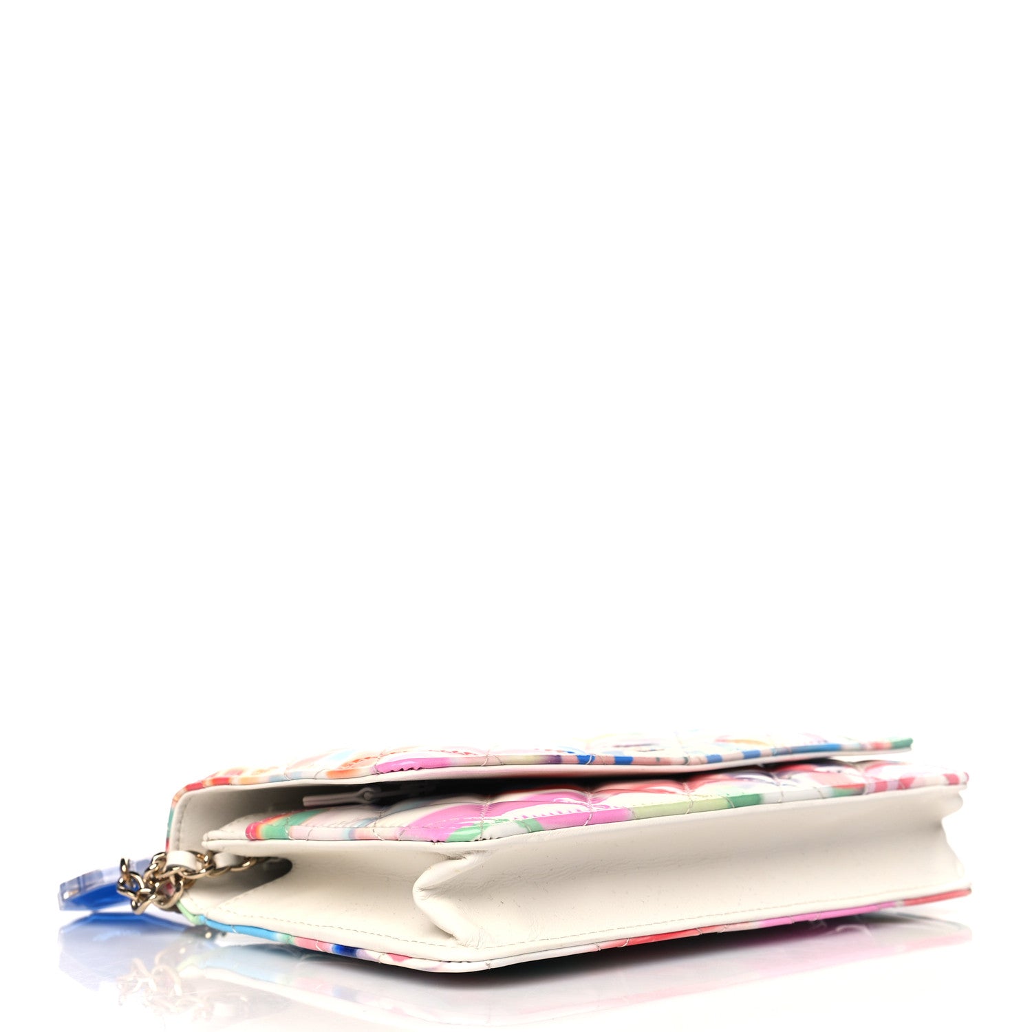 Chanel Printed Patent Quilted Rainbow Wallet On Chain WOC 3 of 11