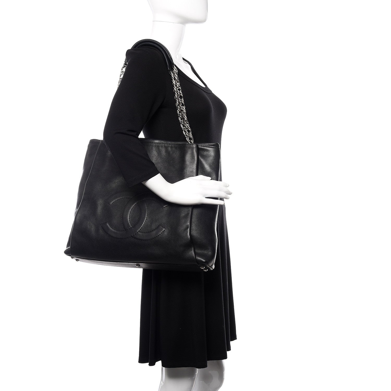 Chanel Caviar Large CC Tuck Tote Black 2 of 10