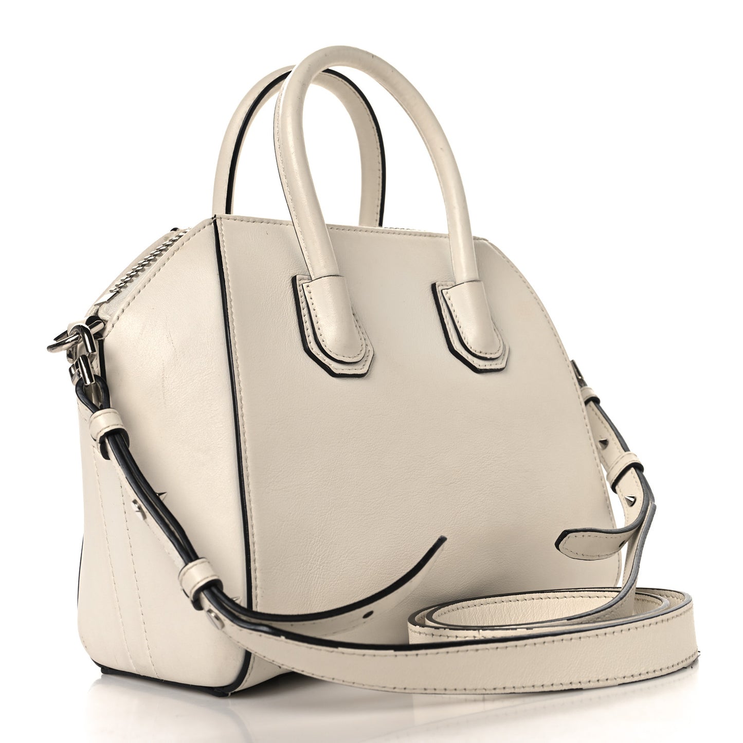 Calfskin Signature Logo Mini Antigona White