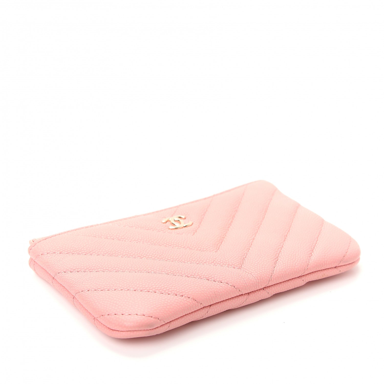 Chanel Flat Caviar Chevron Quilted Small Cosmetic Case Pink 4 of 8
