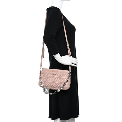 Miu Miu Nappa Matelasse Crystal Small Crossbody Bag Cammeo 2 of 14