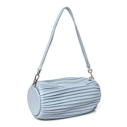 Loewe Lambskin Pleated Bracelet Pouch Shoulder Bag Dusty Blue 3 of 8