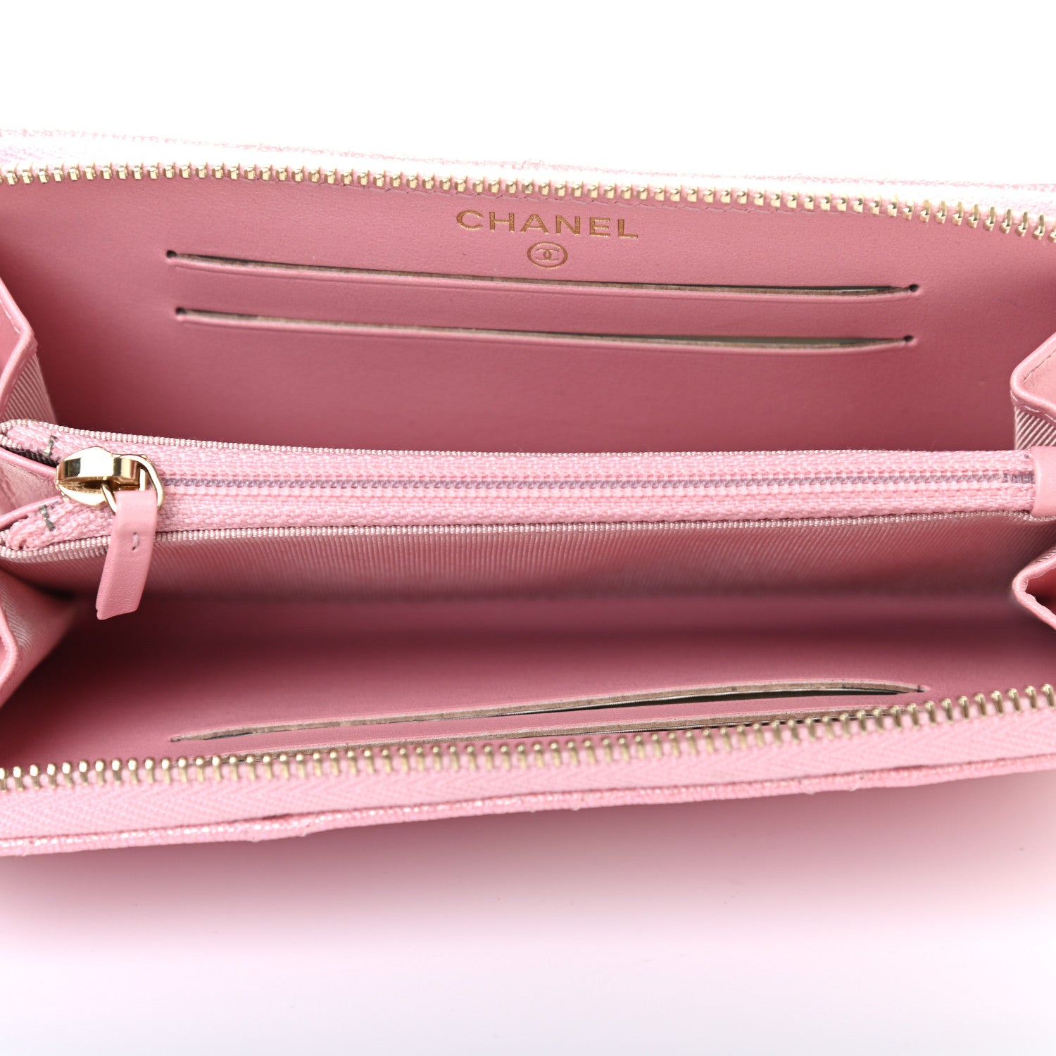 Chanel Iridescent Caviar Quilted Medium Zip Around Wallet Pink 4 of 6