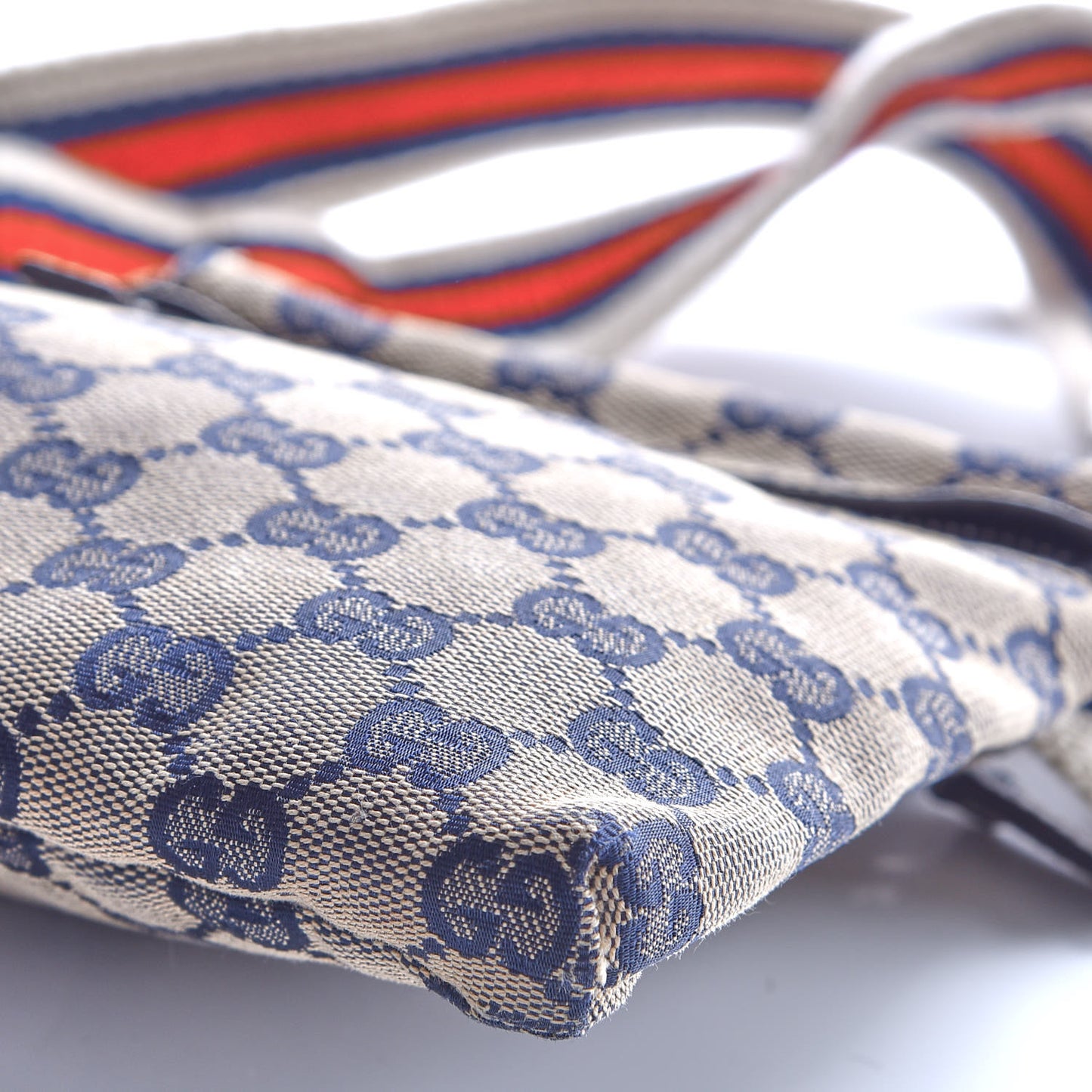 GG Monogram Web Double Pocket Belt Bag Navy