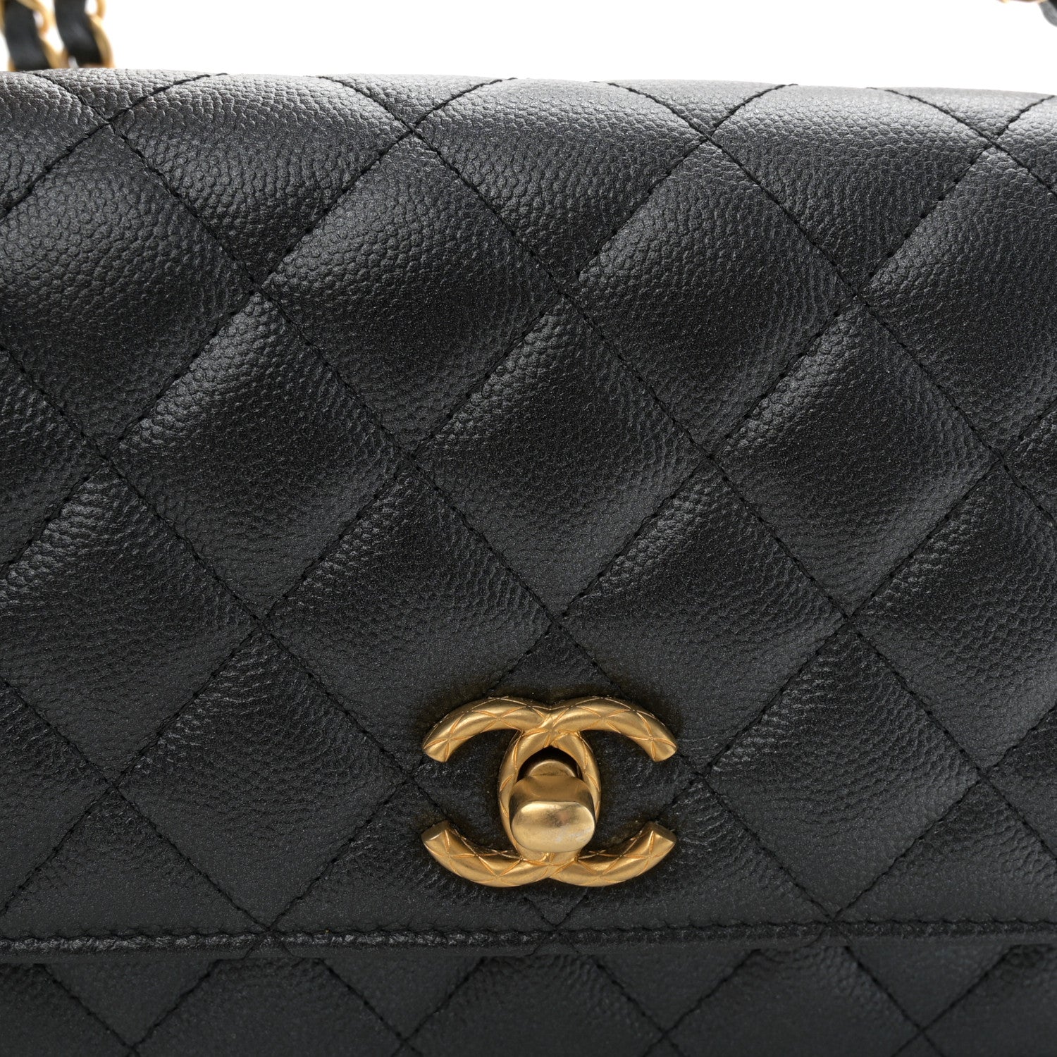 Chanel Pearly Caviar Quilted Fit For You Wallet On Chain WOC Black 9 of 12