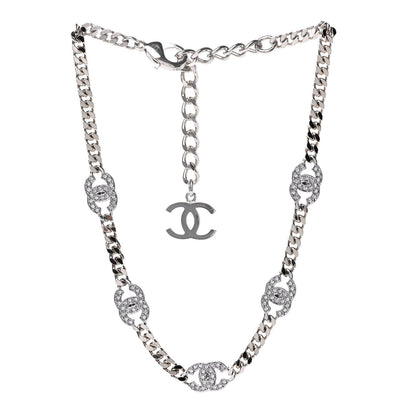 Chanel Ruthenium Crystal Chain CC Choker Silver 2 of 4