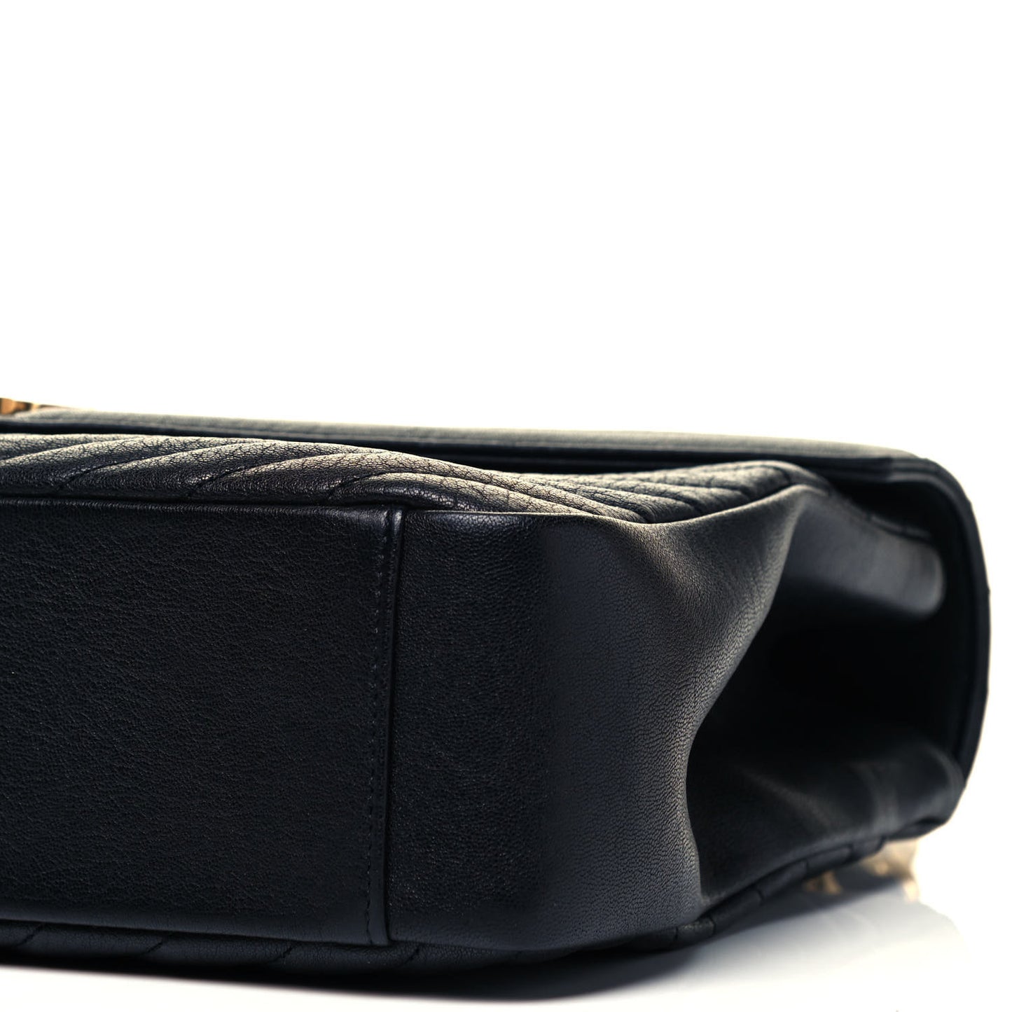 Sheepskin Matelasse Chevron Monogram Large College Satchel Black