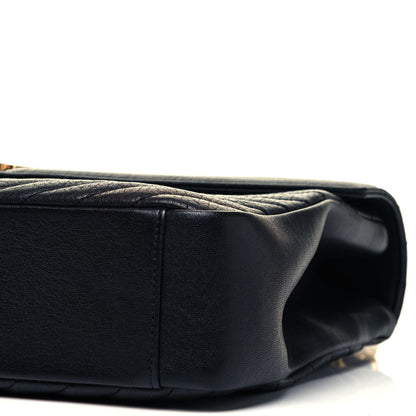 Saint Laurent Sheepskin Matelasse Chevron Monogram Large College Satchel Black 6 of 9