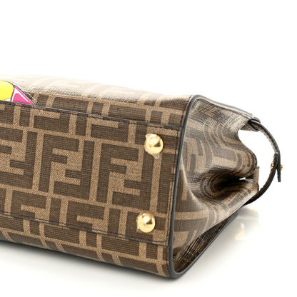 Fendi Glazed Fabric Vitello FF 1974 Hairdo Girls Inlay Mini Peekaboo Iconic Satchel Mogano Panna Multicolor 9 of 9