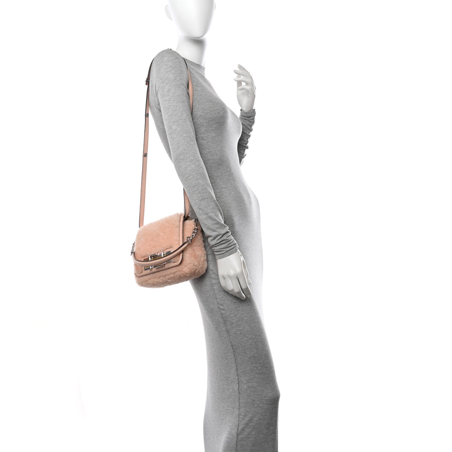 Fendi Shearling Vitello Dolce 3Baguette Shoulder Bag Pink 2 of 13