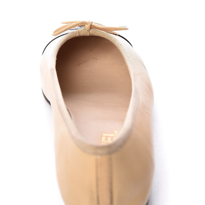 Chanel Lambskin Cap Toe Ballerina Flats 37 Beige Black 13 of 14