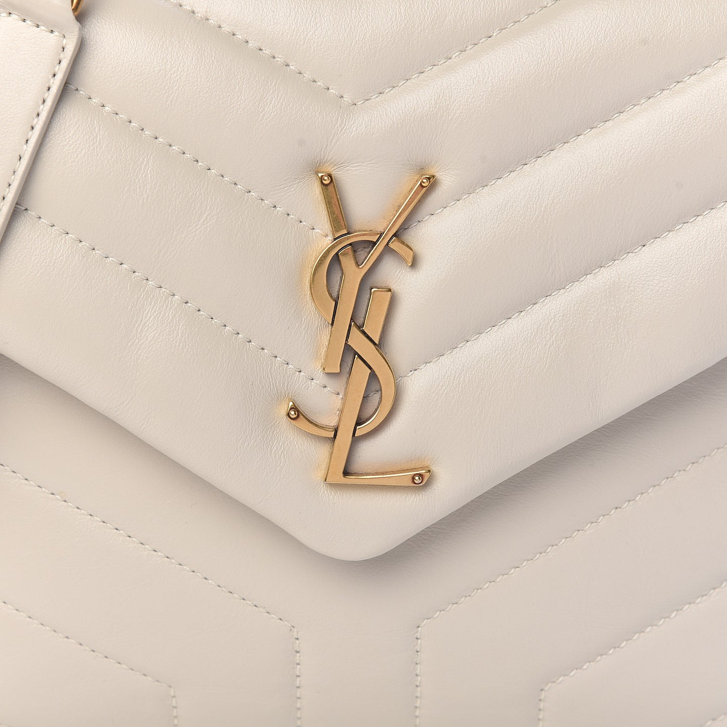 Calfskin Y Quilted Monogram Small Loulou Chain Satchel Ivory