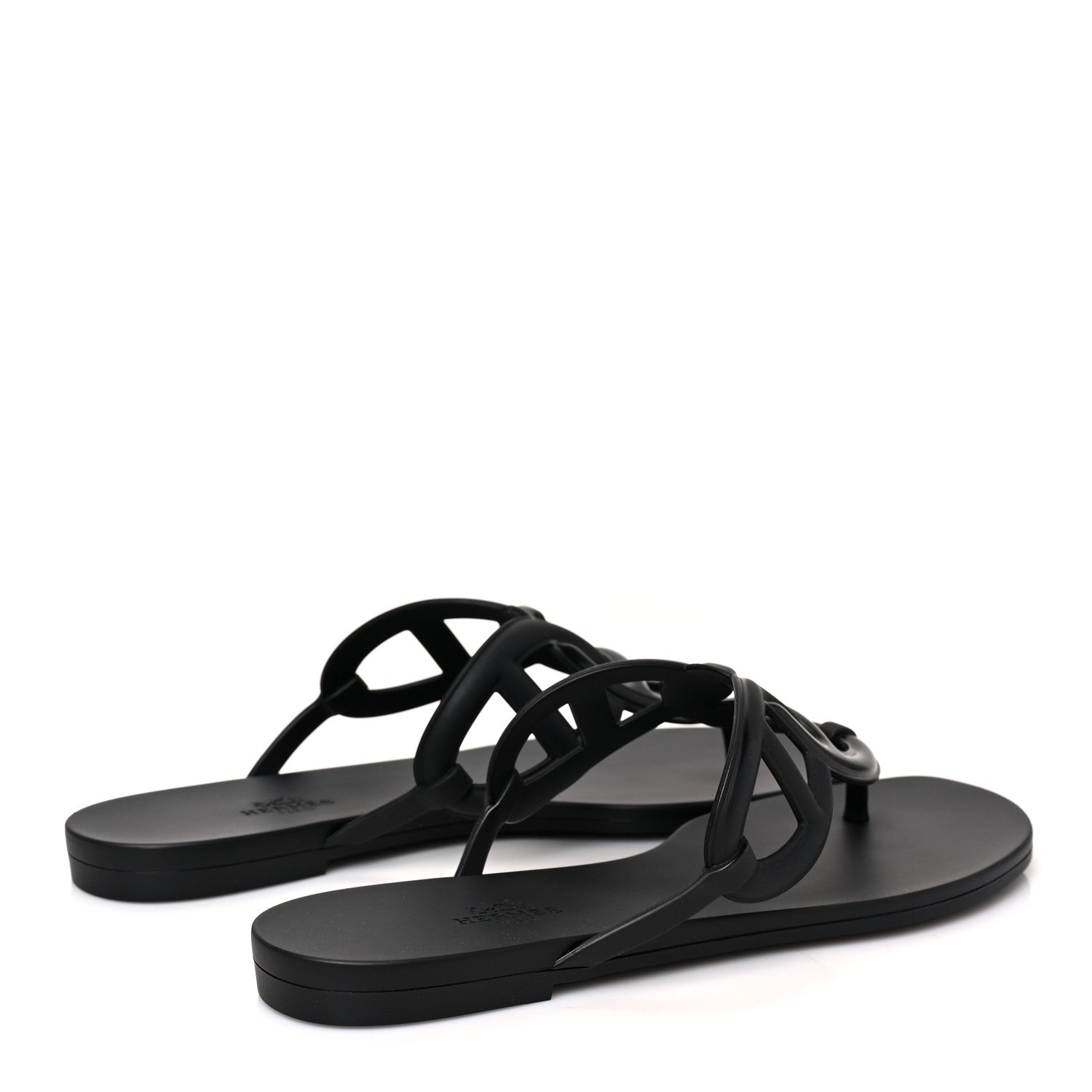 Hermes Rubber Womens Egerie Sandals 40 Black 4 of 7