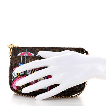 Louis Vuitton Damier Ebene 2020 Christmas Animation Big Wheel Mini Pochette Accessories Rose Ballerine 2 of 9