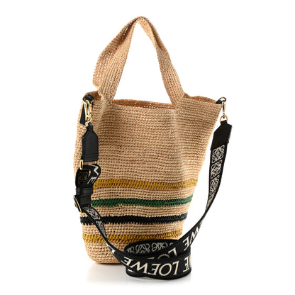 Loewe Raffia Rasta Striped Mini Slit Tote Bag Natural Multicolor 3 of 9