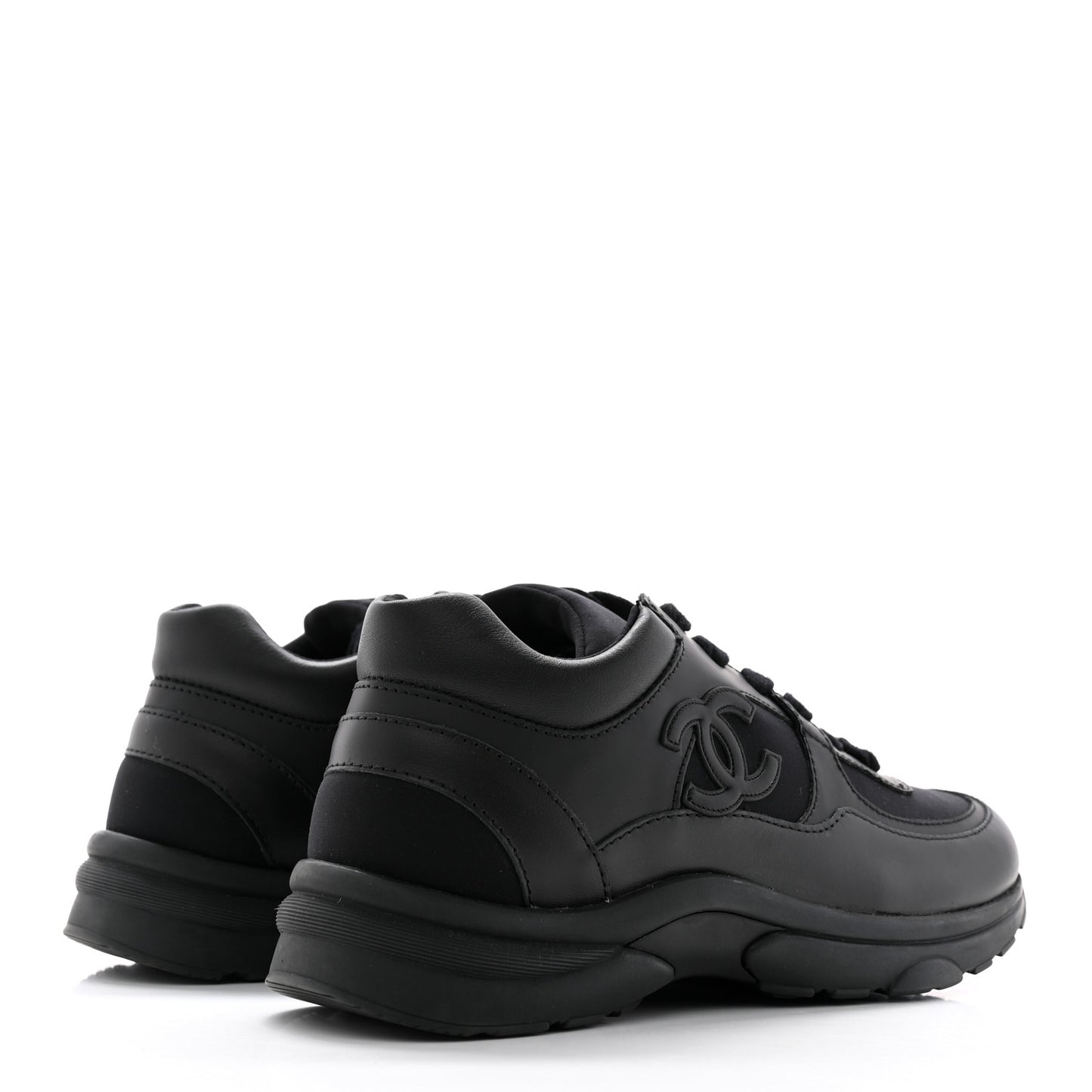 Lambskin Fabric CC Sneakers 36.5 Black