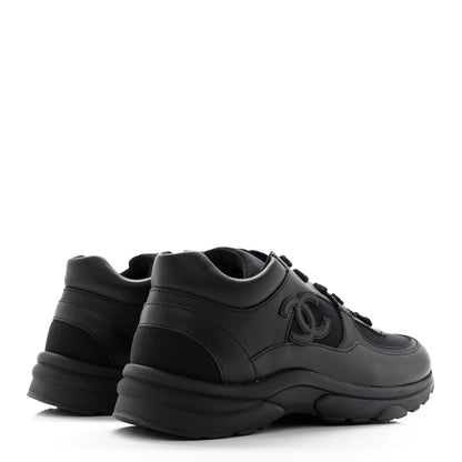Chanel Lambskin Fabric CC Sneakers 36.5 Black 4 of 9